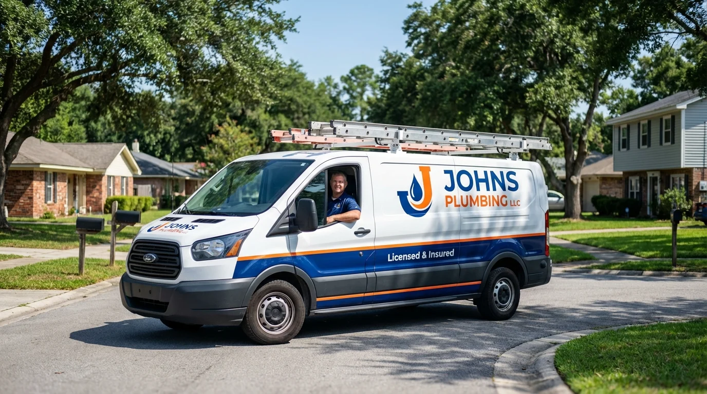 Johns Plumbing LLC service van in Redwood City, CA