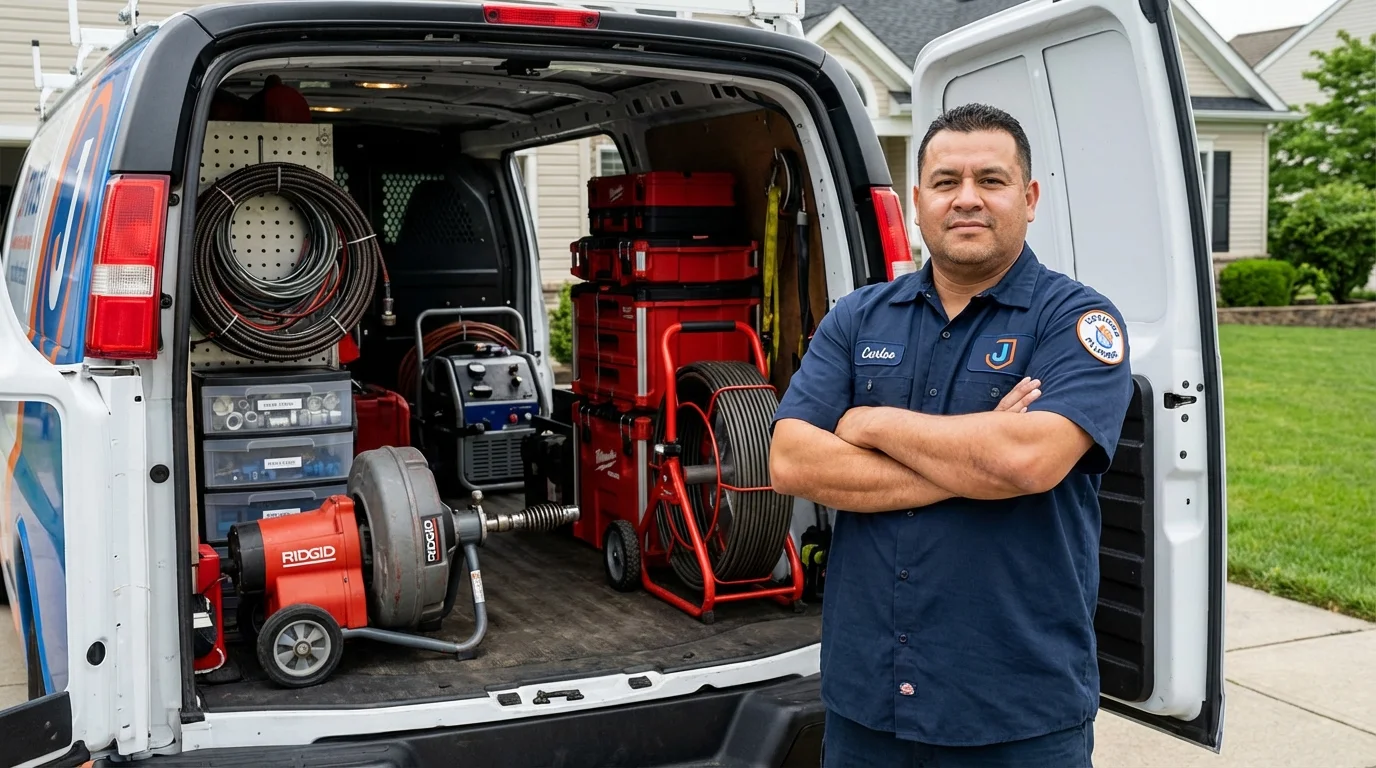 Professional drain cleaning equipment and Johns Plumbing LLC plumber in Redwood City