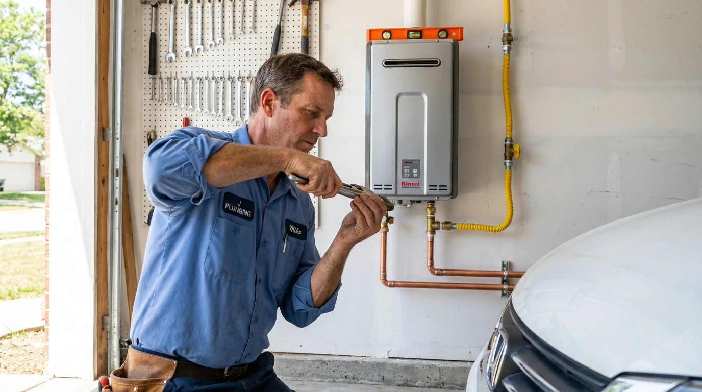 Tankless water heater installation by a Johns Plumbing LLC plumber in Redwood City